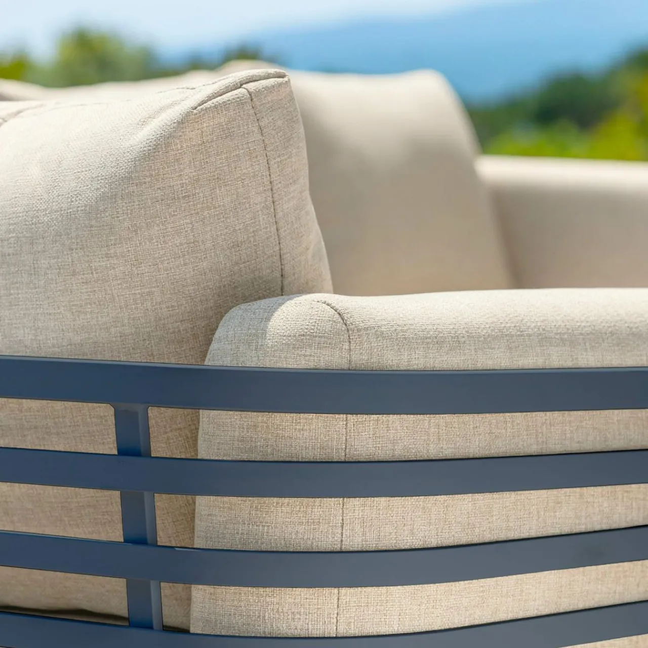 Salon De Jardin|MOBELLIA Salon de jardin aluminium 4 places 5 pcs Monte Carlo Gris anthracite et beige Anthracite - Beige