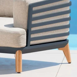 Salon De Jardin|MOBELLIA Salon de jardin aluminium 5 places 5 pcs Monte Carlo Gris anthracite et taupe Anthracite - Taupe