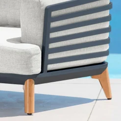 Salon De Jardin|MOBELLIA Salon de jardin aluminium 4 places 5 pcs Monte Carlo Gris anthracite et gris clair Anthracite - Gris Clair