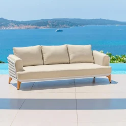 Salon De Jardin|MOBELLIA Salon de jardin aluminium 9 places 12 pcs Monte Carlo Blanc et beige Blanc - Beige