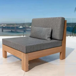 Salon De Jardin|MOBELLIA Salon de jardin d'angle en bois d'acacia 5 places 5 pcs Borneo Gris Anthracite