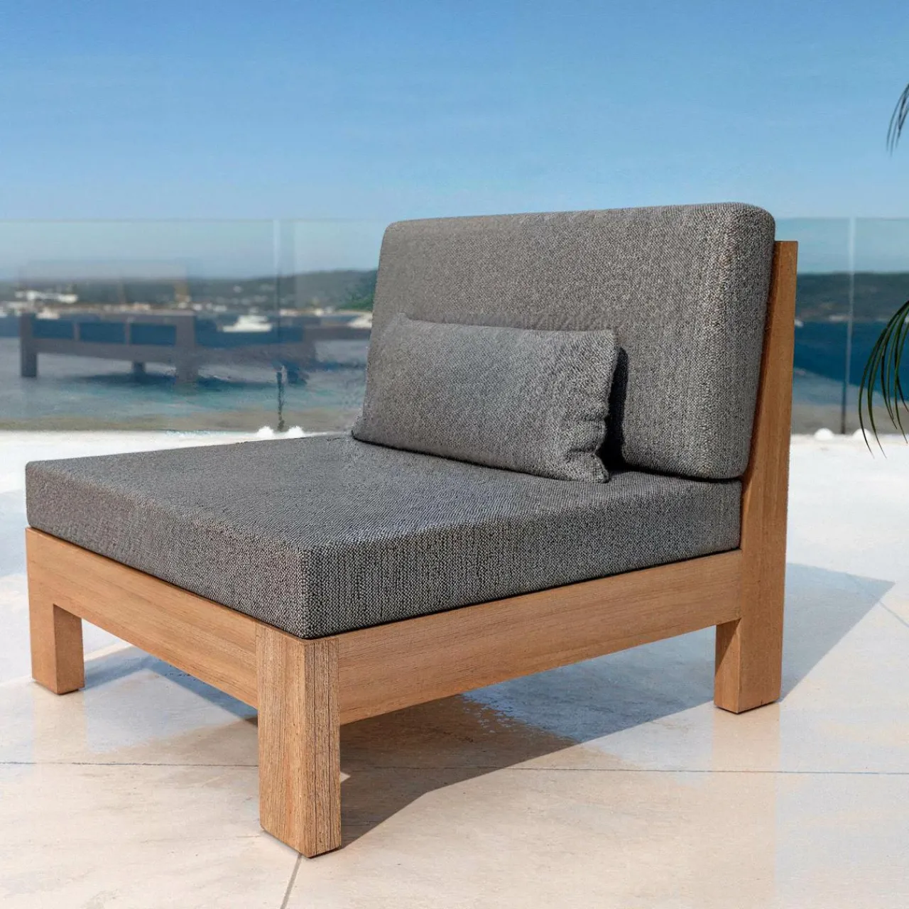 Salon De Jardin|MOBELLIA Salon de jardin d'angle en bois d'acacia 5 places 5 pcs Borneo Gris Anthracite