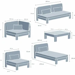 Salon De Jardin|MOBELLIA Salon de jardin d'angle en bois d'acacia 5 places 5 pcs Borneo Gris Anthracite