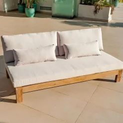 Salon De Jardin|MOBELLIA Salon de jardin d'angle en bois d'acacia 7 places 6 pcs Borneo Sable