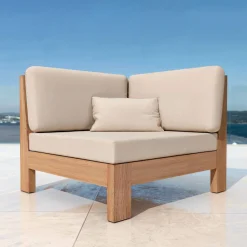 Salon De Jardin|MOBELLIA Salon de jardin d'angle en bois d'acacia 7 places 6 pcs Borneo Sable