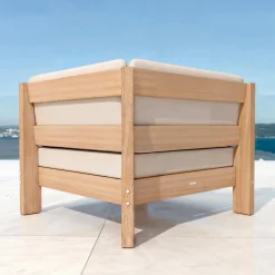 Salon De Jardin|MOBELLIA Salon de jardin d'angle en bois d'acacia 7 places 6 pcs Borneo Sable