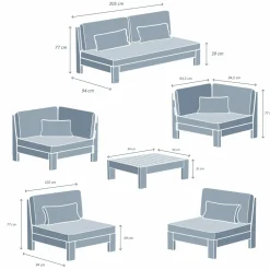 Salon De Jardin|MOBELLIA Salon de jardin d'angle en bois d'acacia 7 places 6 pcs Borneo Sable