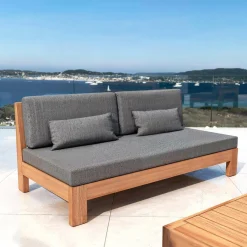 Salon De Jardin|MOBELLIA Salon de jardin d'angle en bois d'acacia 7 places 6 pcs Borneo Gris Anthracite