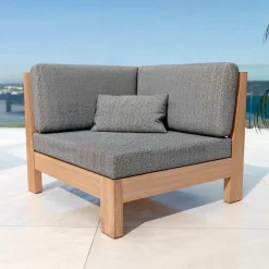 Salon De Jardin|MOBELLIA Salon de jardin d'angle en bois d'acacia 7 places 6 pcs Borneo Gris Anthracite