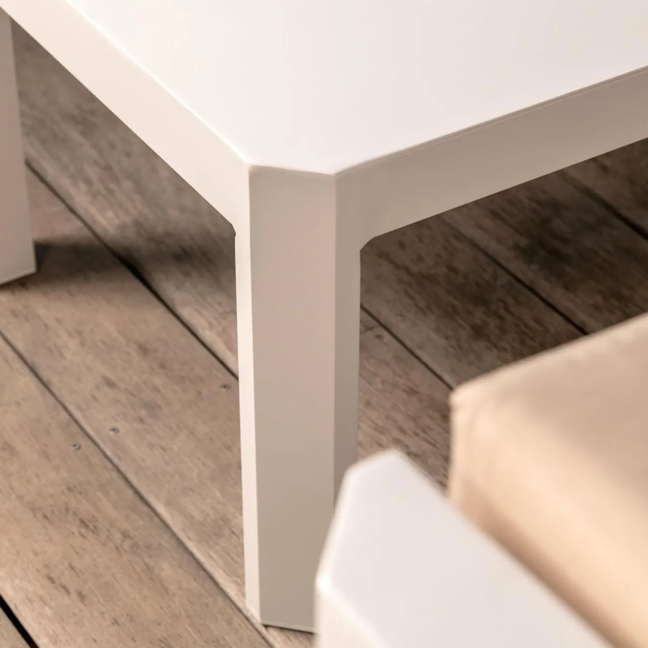 Salon De Jardin|MOBELLIA Salon de jardin d'angle en aluminium 6 places Ostara et taupe Blanc