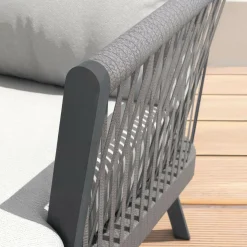 Salon De Jardin|MOBELLIA Salon de jardin en aluminium 5 places 4 pcs Amalfi Gris anthracite et gris clair Anthracite - Gris Clair