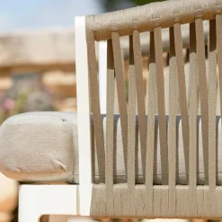 Salon De Jardin|MOBELLIA Salon de jardin en aluminium 7 places 5 pcs Amalfi Blanc et taupe Blanc - Taupe