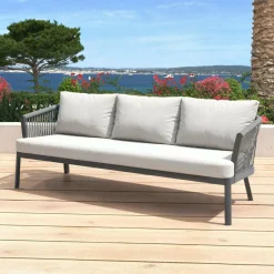 Salon De Jardin|MOBELLIA Salon de jardin en aluminium 7 places 5 pcs Amalfi Gris anthracite et gris clair Anthracite - Gris Clair