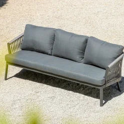 Salon De Jardin|MOBELLIA Salon de jardin en aluminium 7 places 5 pcs Amalfi Gris Anthracite