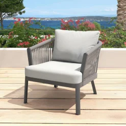Salon De Balcon|Salon De Jardin|MOBELLIA Salon de jardin en aluminium 2 places 3 pcs Amalfi Gris anthracite et gris clair Anthracite - Gris Clair
