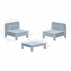 Salon De Balcon|Salon De Jardin|MOBELLIA Salon de jardin en bois d'acacia 2 places 3 pcs Borneo Gris Anthracite