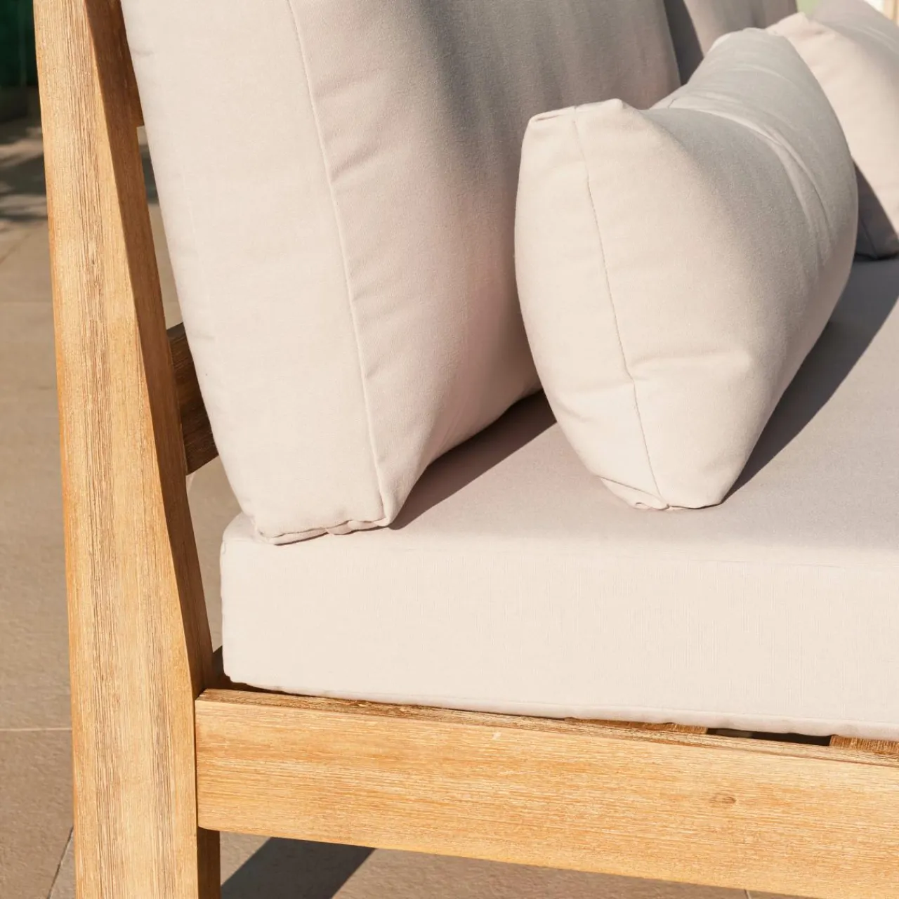 Salon De Jardin|MOBELLIA Salon de jardin en bois d'acacia 8 places 5 pcs Borneo Sable