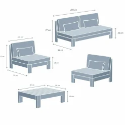 Salon De Jardin|MOBELLIA Salon de jardin en bois d'acacia 5 places 4 pcs Bornéo Gris Anthracite