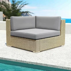 Salon De Jardin|MOBELLIA Salon de jardin en résine tressée 5 places 6 pcs Palma Gris et anthracite Tressé Gris - Anthracite