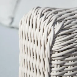 Salon De Jardin|MOBELLIA Salon de jardin en résine tressée 5 places 4 pcs Calvi Blanc et gris clair Tressé Blanc - Gris clair