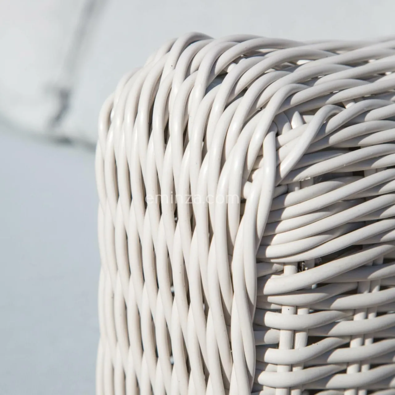 Salon De Jardin|MOBELLIA Salon de jardin en résine tressée 5 places 4 pcs Calvi Blanc et gris clair Tressé Blanc - Gris clair