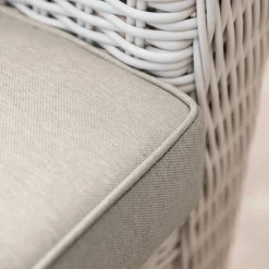 Salon De Jardin|MOBELLIA Salon de jardin en résine tressée 5 places 4 pcs Calvi Blanc et taupe Tressé Blanc - Taupe