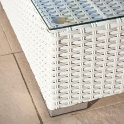 Salon De Jardin|MOBELLIA Salon de jardin en résine tressée 5 places 6 pcs Palma Blanc et gris Tresse Blanc - Gris