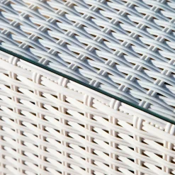 Salon De Jardin|MOBELLIA Salon de jardin en résine tressée 5 places 6 pcs Palma Blanc et gris Tresse Blanc - Gris