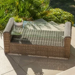 Salon De Jardin|MOBELLIA Salon de jardin en résine tressée 7 places 5 pcs Calvi Sepia et gris foncé Tressé Sepia - Anthracite