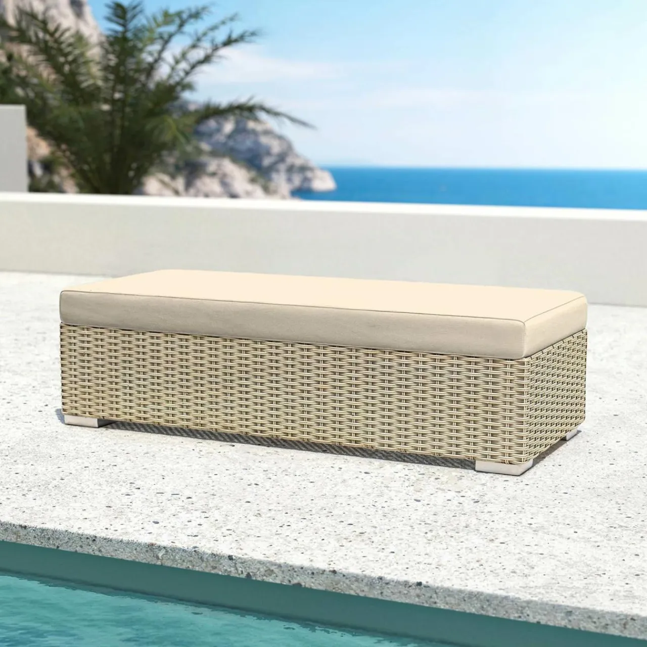 Salon De Jardin|MOBELLIA Salon de jardin en résine tressée 9 places 9 pcs Palma Gris et beige Tresse Gris - Beige