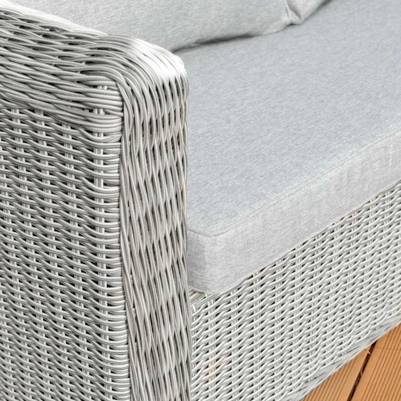 Salon De Jardin|MOBELLIA Salon de jardin en résine tressée 7 places 5 pcs Calvi Gris et gris clair Tressé Gris - Gris clair