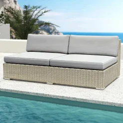 Salon De Jardin|MOBELLIA Salon de jardin en résine tressée 4 places 4 pcs Palma Gris Tresse Gris - Gris