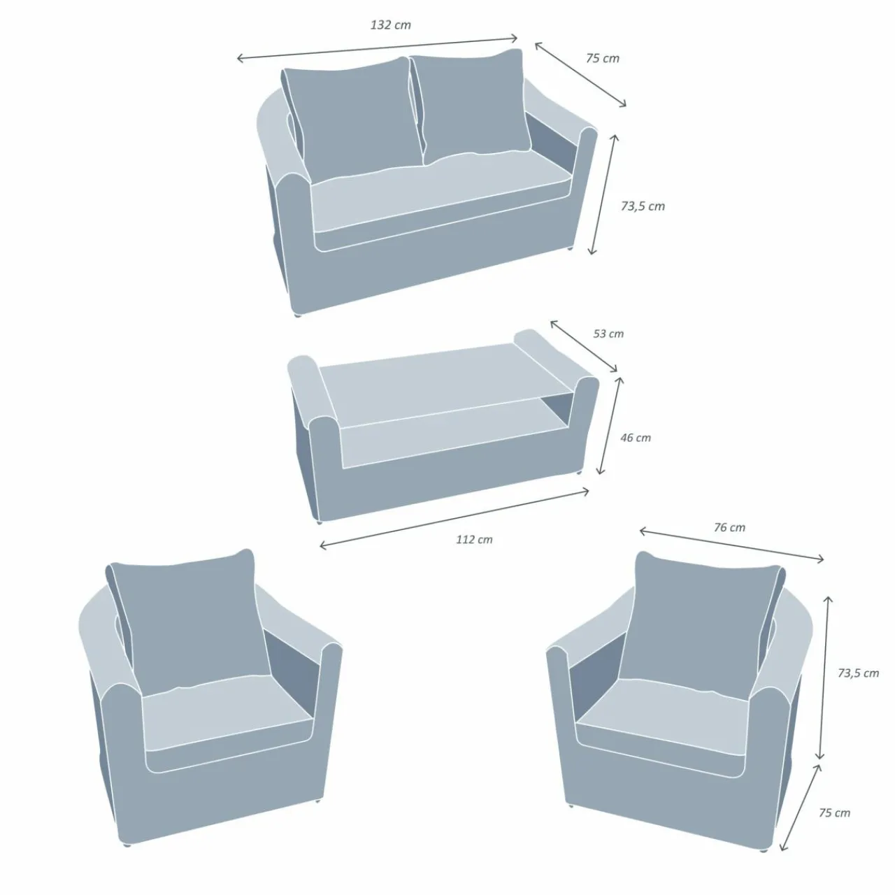 Salon De Jardin|MOBELLIA Salon de jardin en résine tressée 4 places 4 pcs Calvi Blanc et gris clair Tressé Blanc - Gris clair