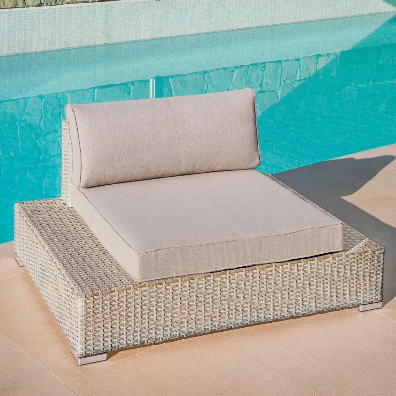 Salon De Jardin|MOBELLIA Salon de jardin en résine tressée 9 places 9 pcs Palma Gris et taupe Tressé Gris - Taupe