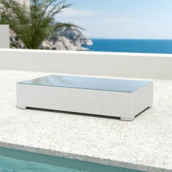 Salon De Jardin|MOBELLIA Salon de jardin en résine tressée 4 places 4 pcs Palma Blanc et beige Tresse Blanc - Beige