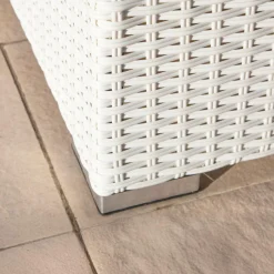 Salon De Jardin|MOBELLIA Salon de jardin en résine tressée 4 places 4 pcs Palma Blanc et taupe Tressé Blanc - Taupe