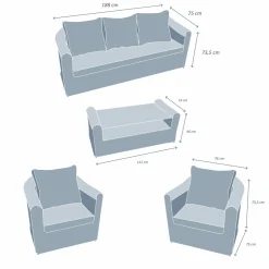 Salon De Jardin|MOBELLIA Salon de jardin en résine tressée 5 places 4 pcs Calvi Blanc Tressé Blanc - Blanc