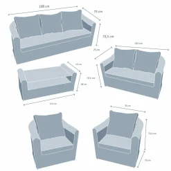 Salon De Jardin|MOBELLIA Salon de jardin en résine tressée 7 places 5 pcs Calvi Blanc et taupe Tressé Blanc - Taupe