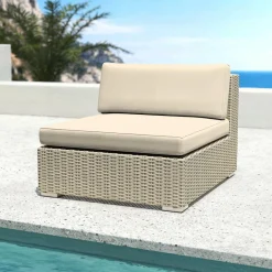 Salon De Jardin|MOBELLIA Salon de jardin en résine tressée 5 places 6 pcs Palma Gris et beige Tresse Gris - Beige