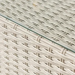 Salon De Jardin|MOBELLIA Salon de jardin en résine tressée 5 places 6 pcs Palma Gris et beige Tresse Gris - Beige