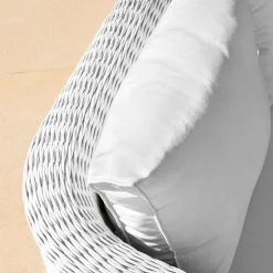 Salon De Jardin|MOBELLIA Salon de jardin en résine tressée 7 places 5 pcs Calvi Blanc Tressé Blanc - Blanc