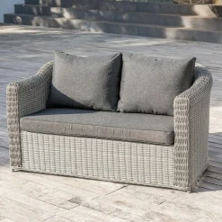 Salon De Jardin|MOBELLIA Salon de jardin en résine tressée 4 places 4 pcs Calvi Gris et gris foncé Tressé Gris - Anthracite