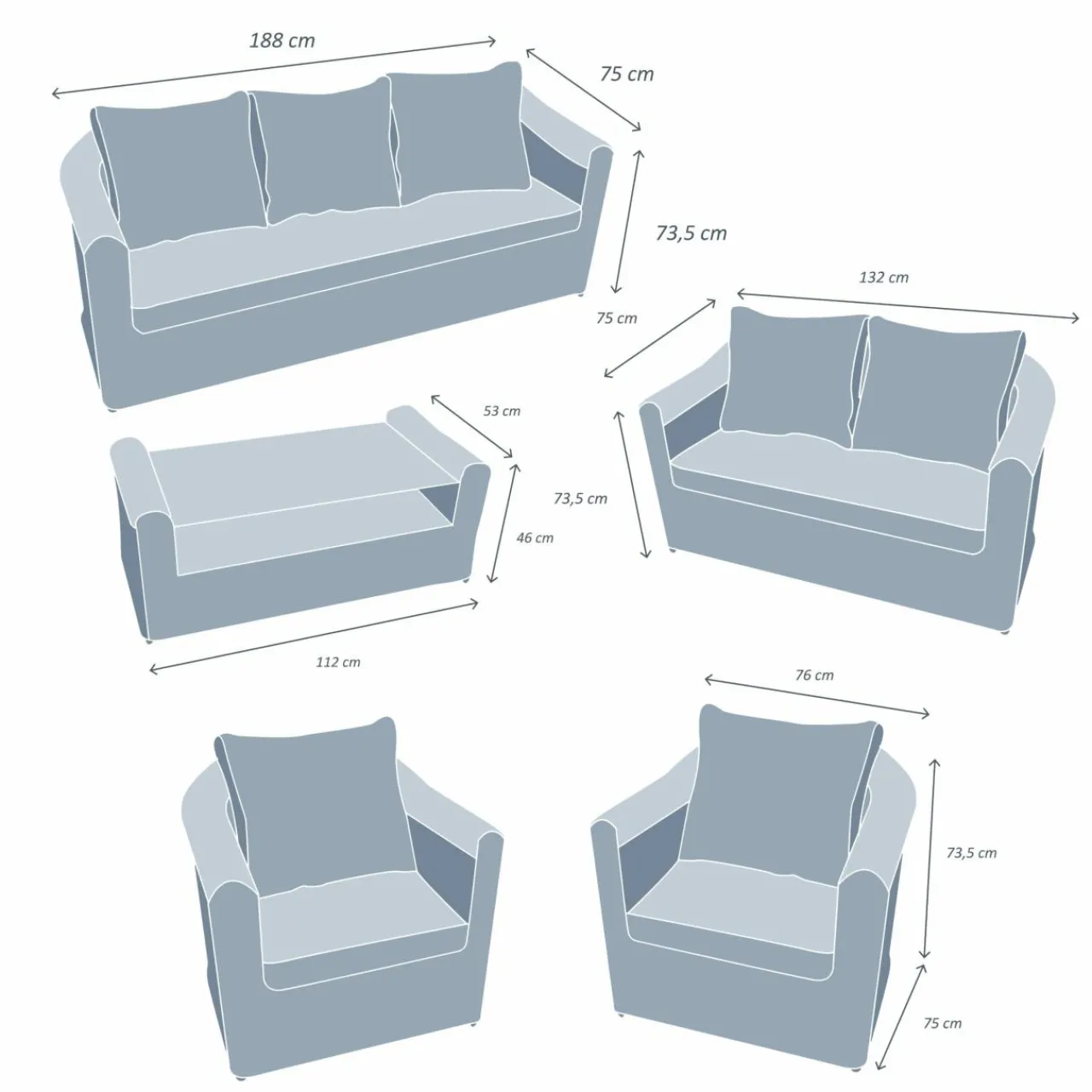 Salon De Jardin|MOBELLIA Salon de jardin en résine tressée 7 places 5 pcs Calvi Blanc et gris clair Tressé Blanc - Gris clair