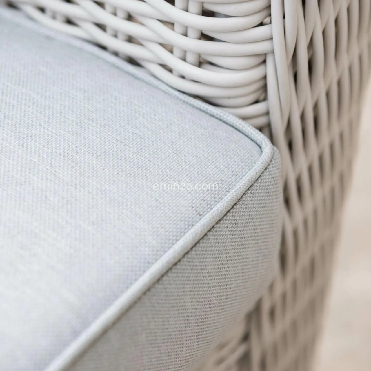 Salon De Jardin|MOBELLIA Salon de jardin en résine tressée 7 places 5 pcs Calvi Blanc et gris clair Tressé Blanc - Gris clair