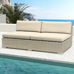 Salon De Jardin|MOBELLIA Salon de jardin en résine tressée 4 places 4 pcs Palma Gris et beige Tresse Gris - Beige