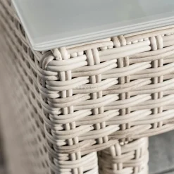 Salon De Balcon|Salon De Jardin|MOBELLIA Salon de jardin résine tressée encastrable 4 places Menorca Gris