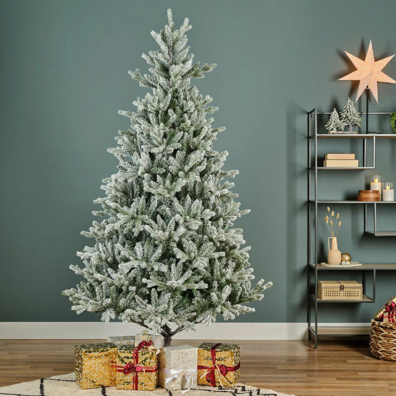 Sapin Artificiel De Noël|EMINZA Sapin artificiel de Noël (H180 cm) Allix Vert enneigé Sapin enneigé