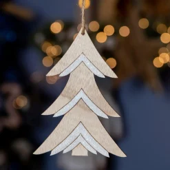 Décoration De Sapin|KAEMINGK Sapin de Noël à suspendre (H10 cm) Maé Blanc