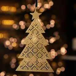 Décoration De Sapin|KAEMINGK Sapin de Noël ajouré (H13 cm) Fleurs Or