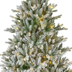 Sapin Grande Taille|Sapin Artificiel De Noël|EMINZA Sapin de Noël artificiel lumineux 430 LED (H210 cm) Allix Vert enneigé Sapin enneigé lumineux